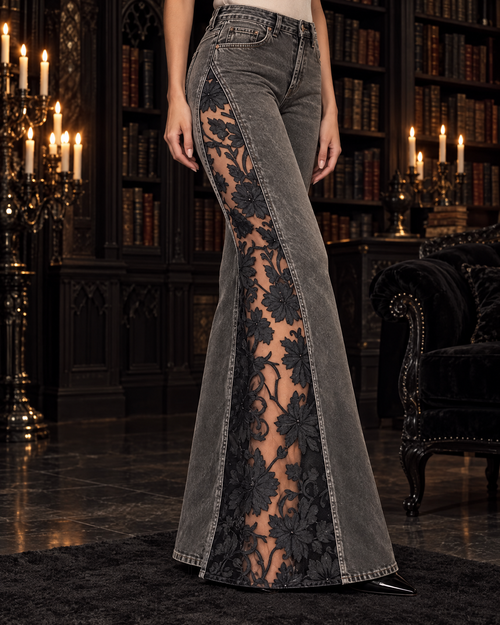 Gothic Lace Jeans - Ash Lace