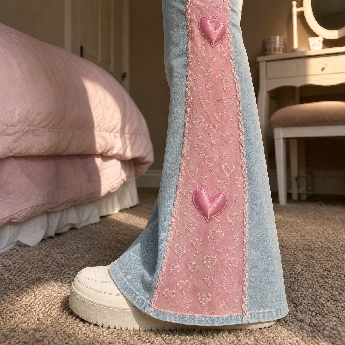 Pink Doll Jeans, side panel detail